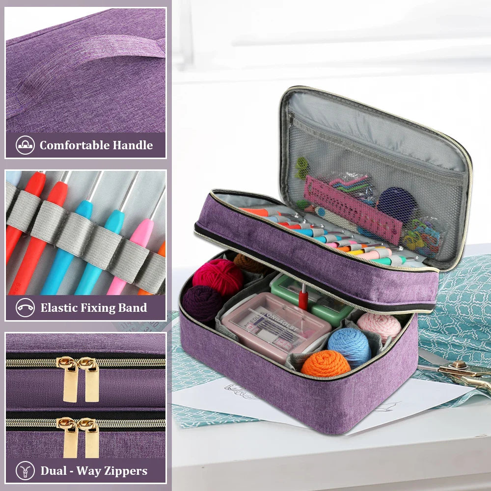 Mallette Grande Capacité de Rangement pour Crochet & Accessoires