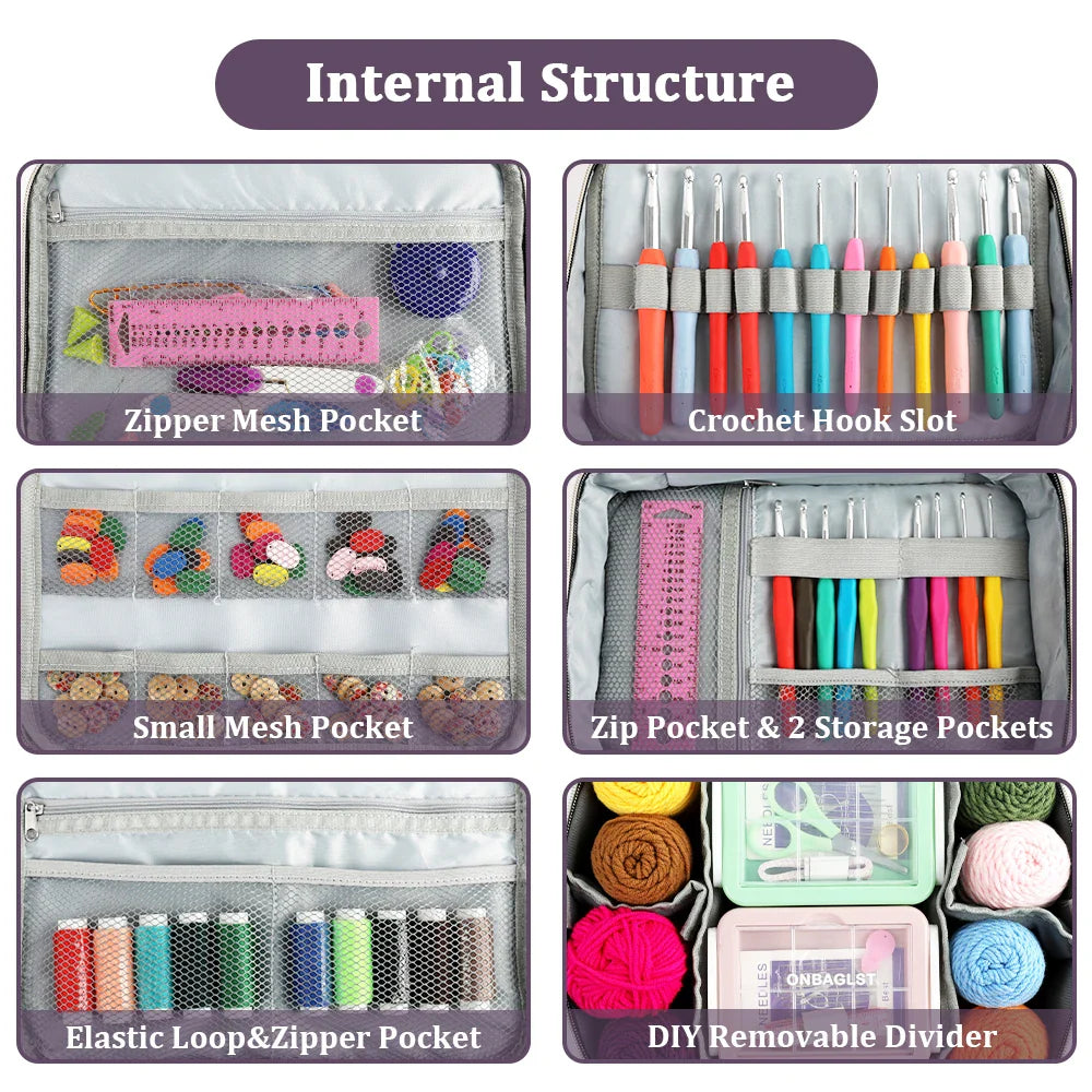Mallette Grande Capacité de Rangement pour Crochet & Accessoires
