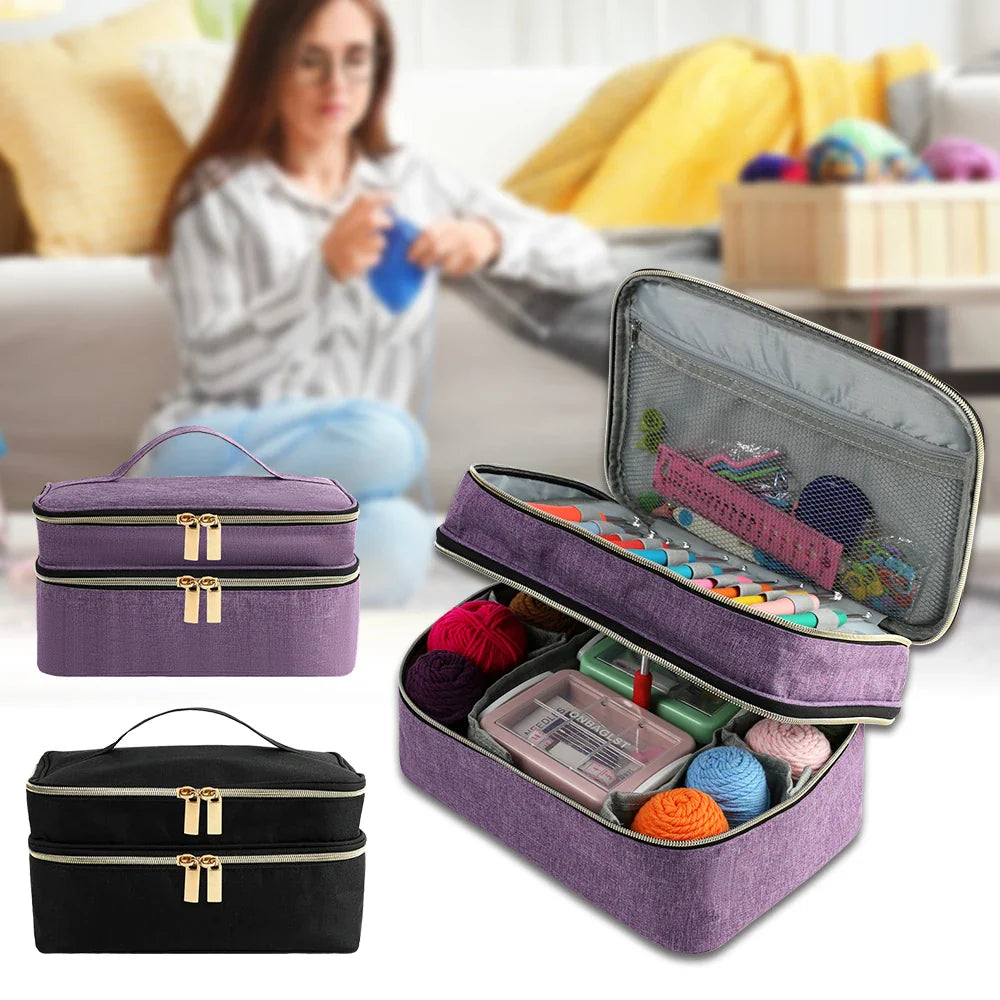Mallette Grande Capacité de Rangement pour Crochet & Accessoires