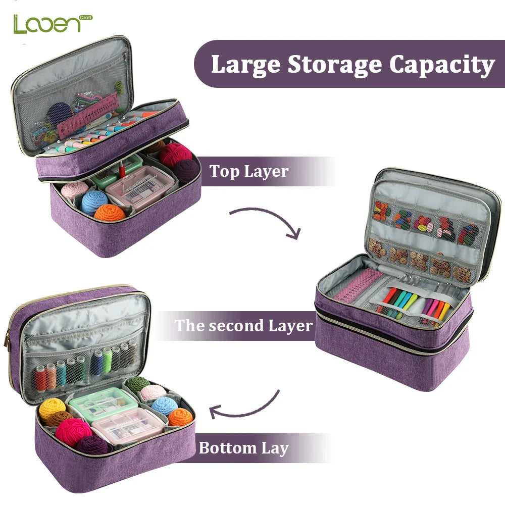 Mallette Grande Capacité de Rangement pour Crochet & Accessoires