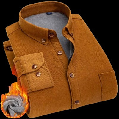 Chemise en velours cotelé avec intérieur chaud en polaire - Couleur unie