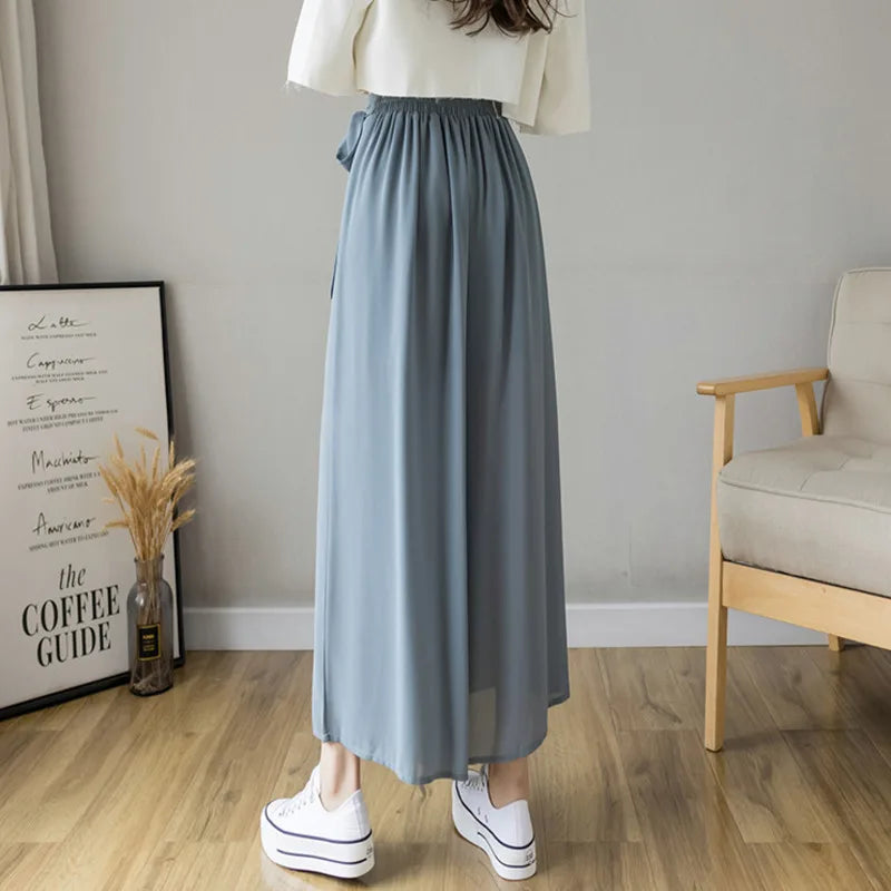 Pantalon Jupe Plissé en Mousseline de Soie Printemps - Femme