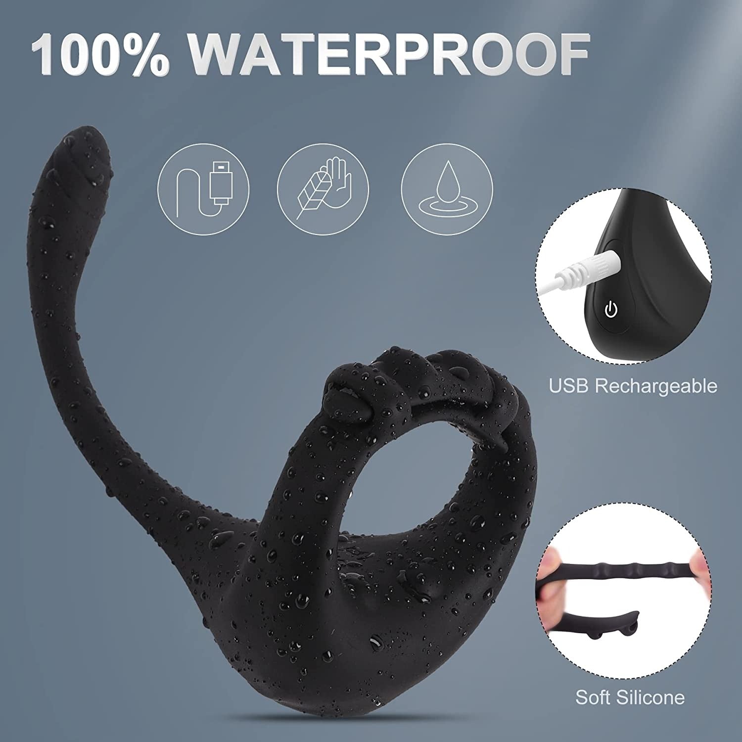 Anneau pénien 3 en 1 avec télécommande