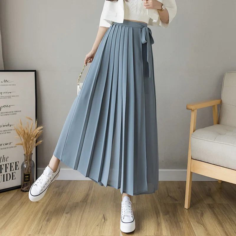 Pantalon Jupe Plissé en Mousseline de Soie Printemps - Femme