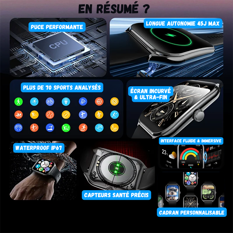 Montre Connectée Ultra Fine - Écran AMOLED HD 1.96" + 1 Bracelet OFFERT