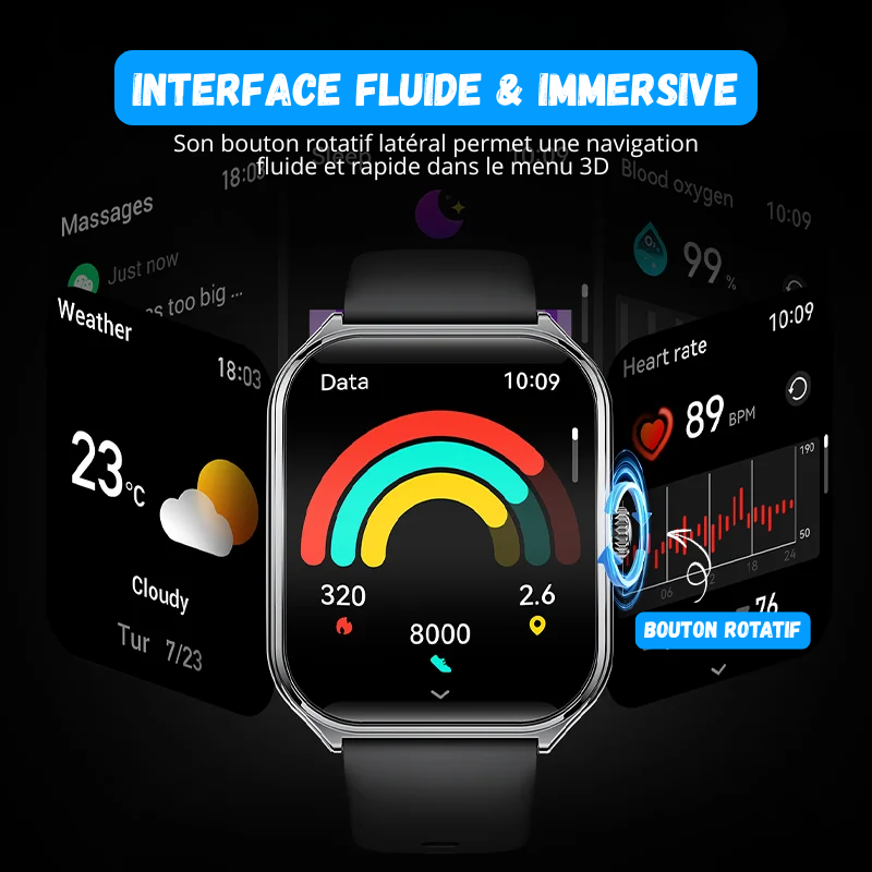Montre Connectée Ultra Fine - Écran AMOLED HD 1.96" + 1 Bracelet OFFERT