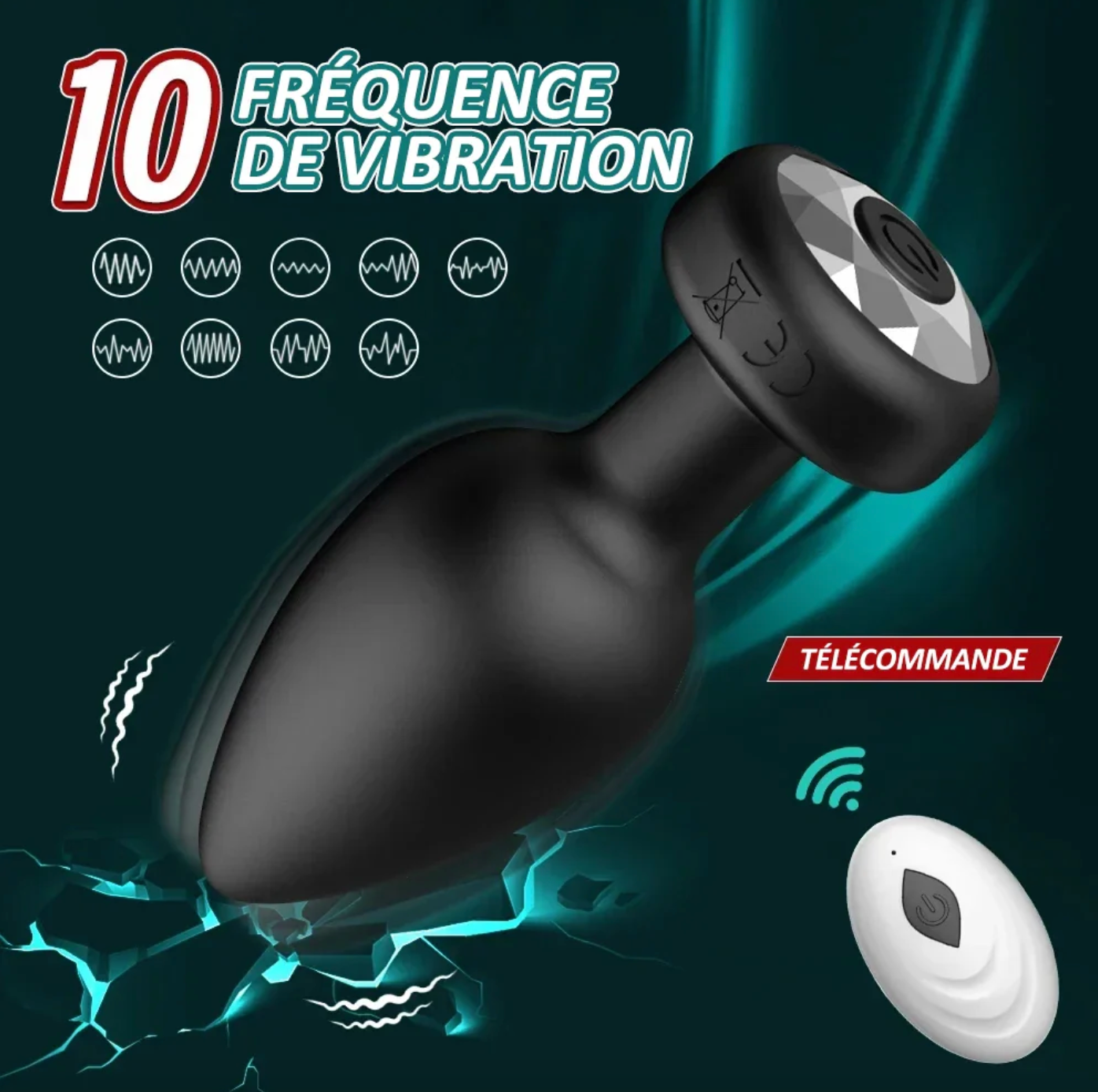 Plug anal 10 Vibrations Contrôlable à distance