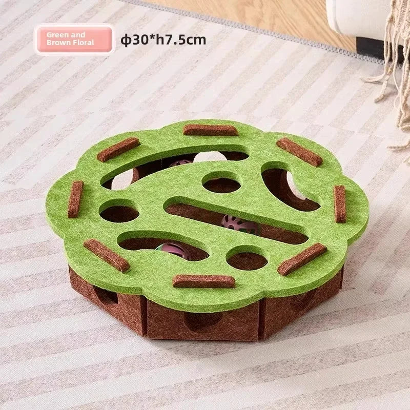 Jouet Puzzle Interactif pour Chat en Feutrine – Jeu de Chasse & Exercice – Balles OFFERTES