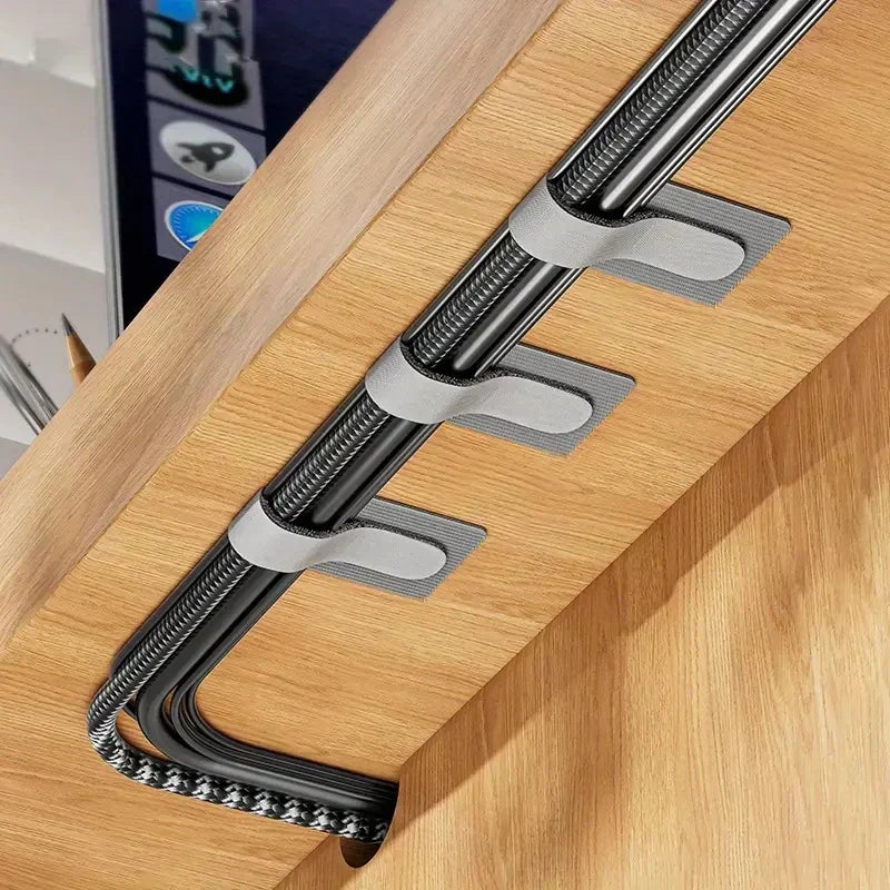 100x Attache de câble auto-adhésive - Scratch Réutilisable