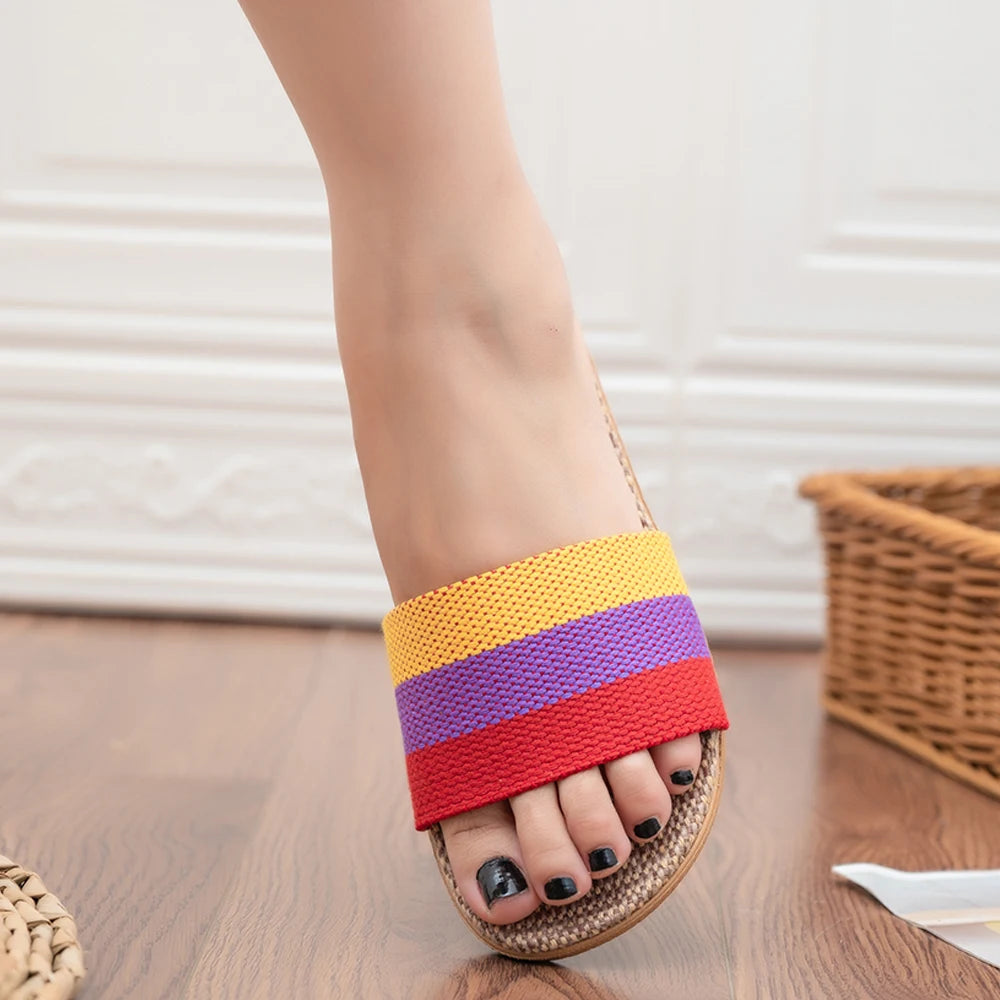 Pantoufles d'intérieur confortables et légères en lin pour femmes