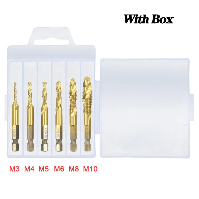 Jeu de Forets à Tarauder à Tige Hexagonale Plaqués Titane