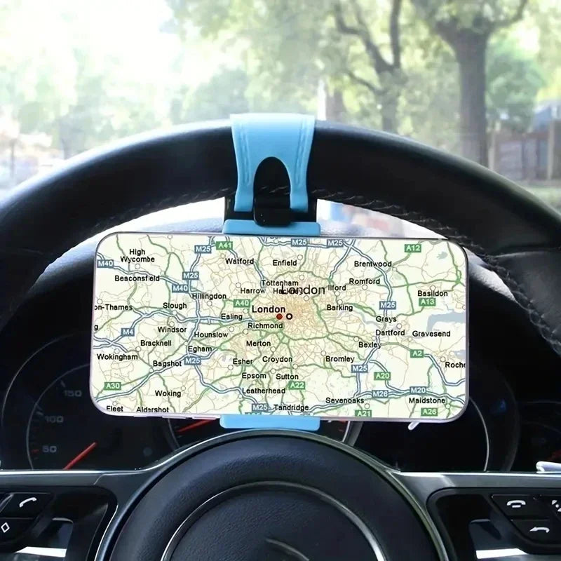 Support Téléphone Universel pour Volant de Voiture – Pince Télescopique Réglable – Maintien Smartphone & GPS