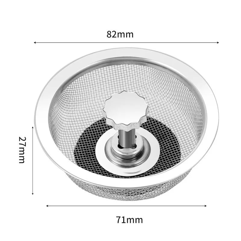 Filtres d’Évier de Cuisine en Acier Inoxydable – Panier Attrape-Déchets avec Bouchon Amovible – 2 ACHETÉS = 1 OFFERT