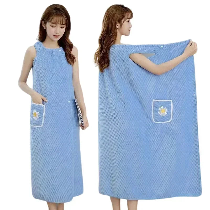 Serviette de Bain Robe pour Femme – Peignoir Long Absorbant & Lavable
