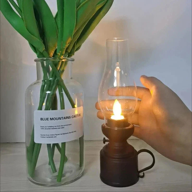 Lampe à Pétrole LED Rétro avec Effet Flamme