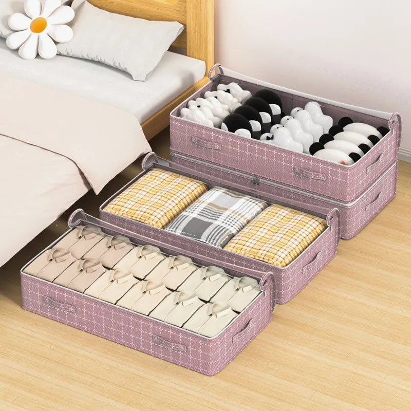 Sac de Rangement Pliable Grand Format – Organisateur Sous Lit pour Vêtements, Couettes et Linge, Chambre et Dortoir