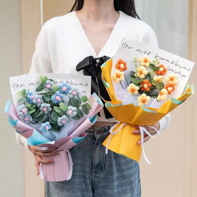 Bouquet de Fleurs en Crochet Fait Main & LED à Offrir