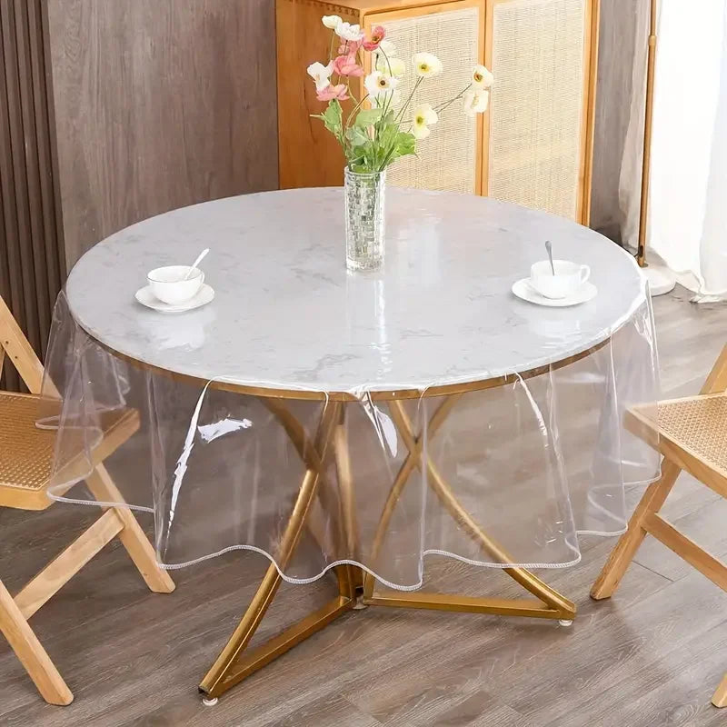 Nappe Ronde Transparente Imperméable – Protection de Table Résistante à l’Eau et aux Taches