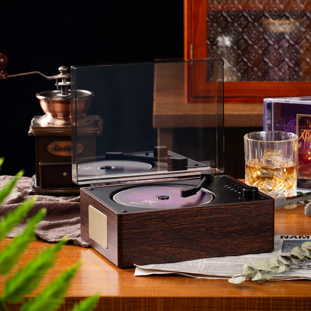 Tourne Disque Vintage Bluetooth 5.0 avec Télécommande