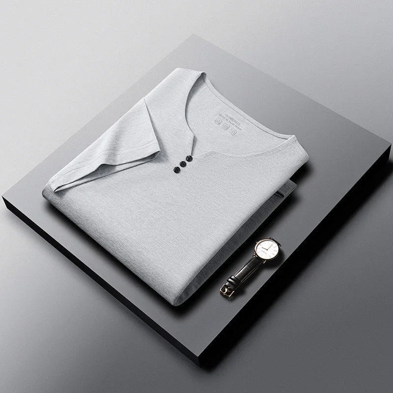 T-Shirt Henley Homme à Manches Courtes & Col V à 3 Boutons - Respirant, Confortable & Style Décontracté