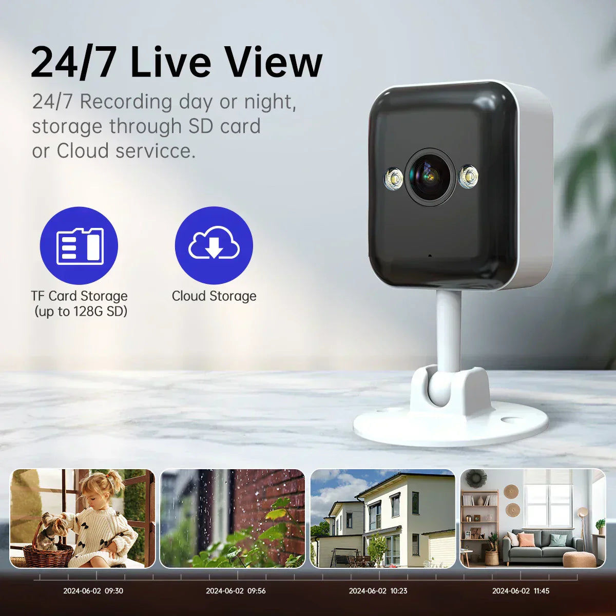 Mini Caméra WiFi 1080P Extérieur/Intérieur avec Vision Nocturne
