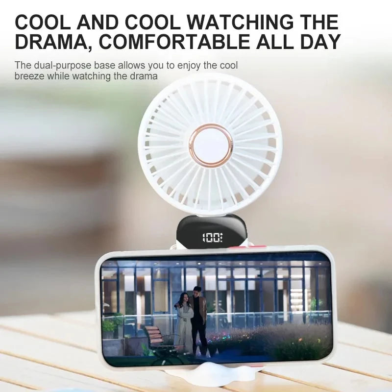 Mini ventilateur portable et pliable avec affichage de la batterie