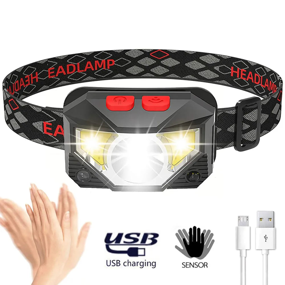 Lampe Frontale Waterproof avec Capteur de Mouvement