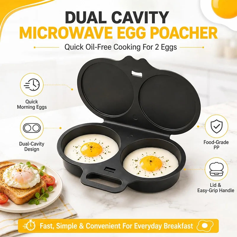 Cuiseur à Œufs Micro-Ondes Double – Moule Vapeur Rapide pour 2 Œufs
