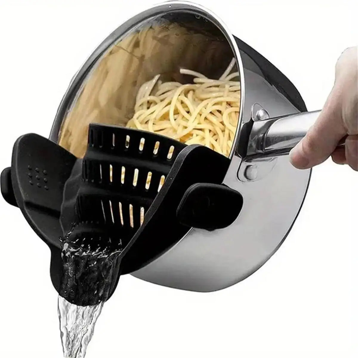 Passoire à pâtes en silicone anti-déversement, clip universel