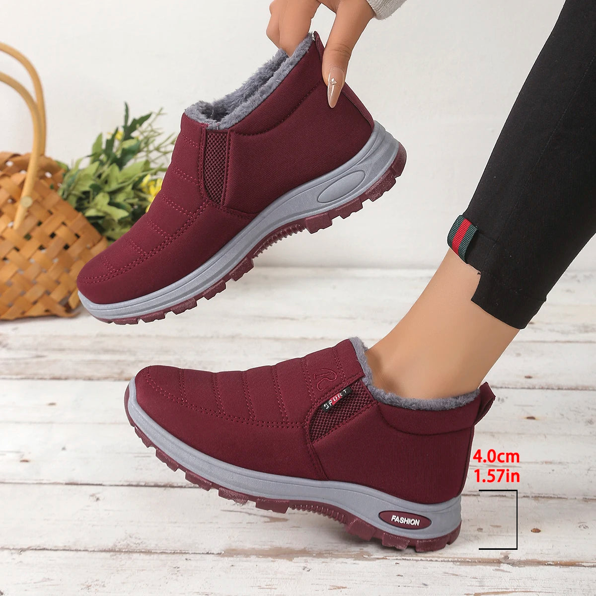 Bottines d’Hiver Mixte Chaudes avec Doublure Polaire – Tissu Déperlant, Semelle Antidérapante à Plateforme