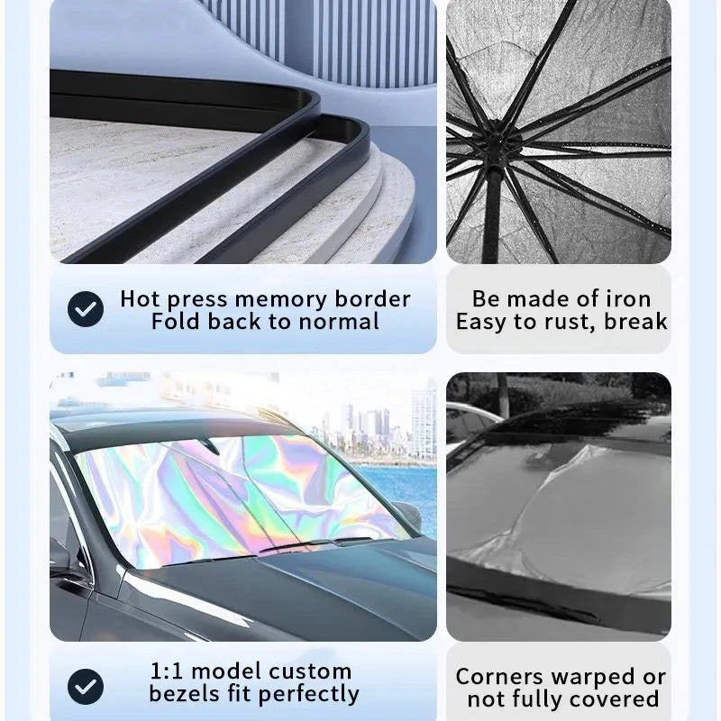 Pare-Soleil Parapluie pour Pare-Brise Avant – Protection Anti-UV, Isolation Thermique et Design Pliable