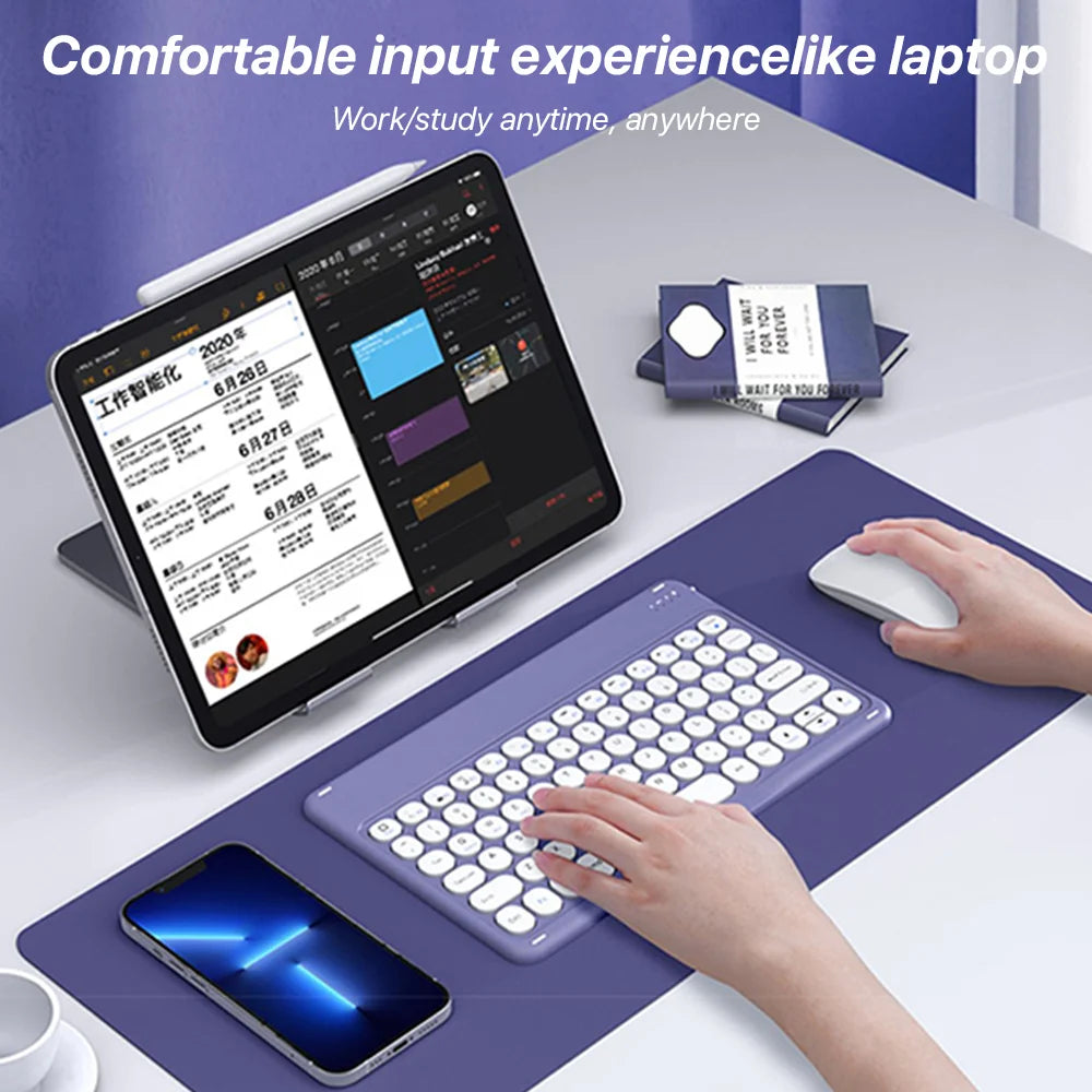 Ensemble Clavier et Souris Bluetooth Sans Fil – Compatible iPad, iPhone, Samsung et Ordinateur Portable