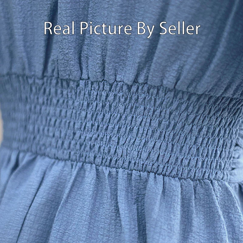 Robe longue Infroissable Col V à Taille Cintrée