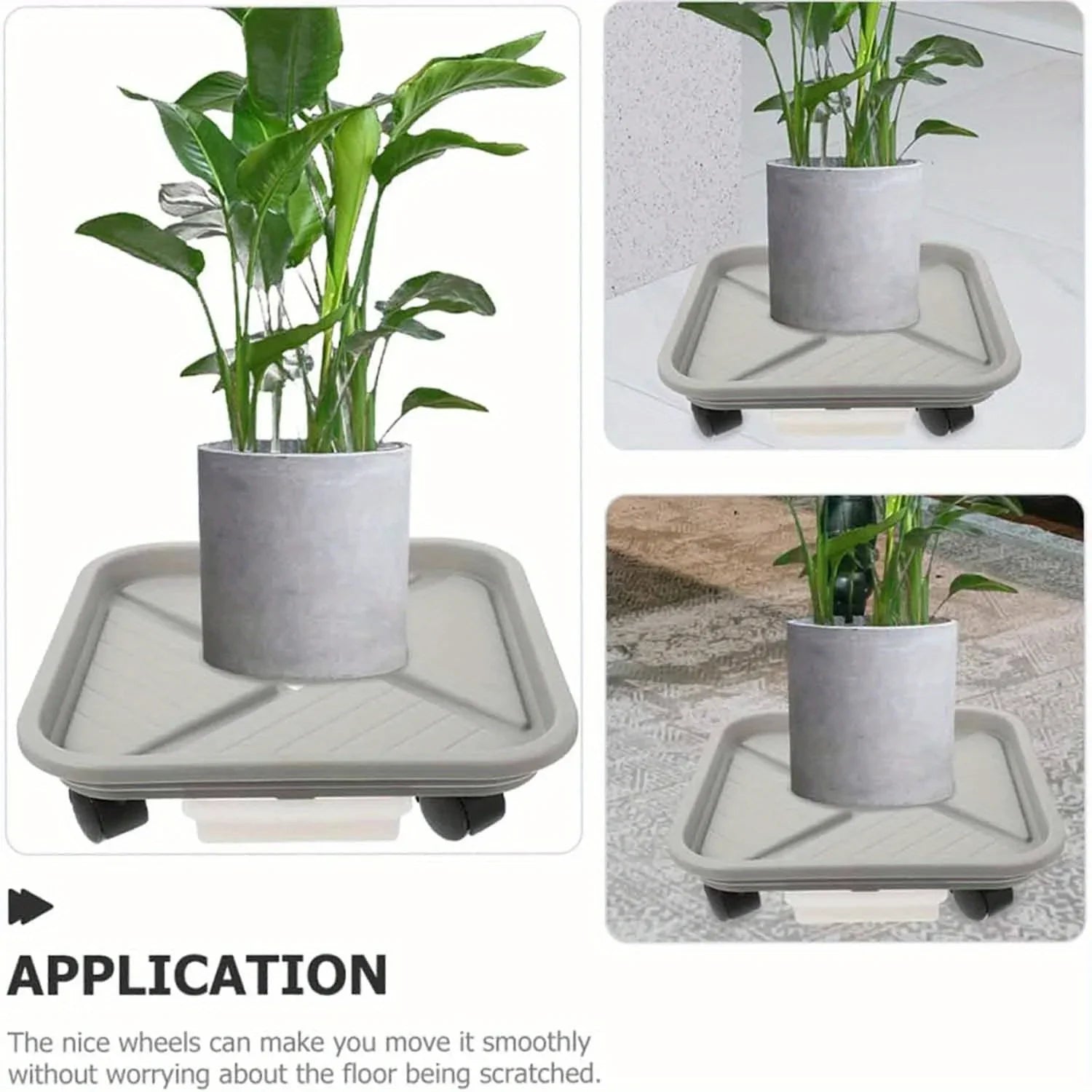 Support à Roulettes pour Plantes avec Bac de Drainage