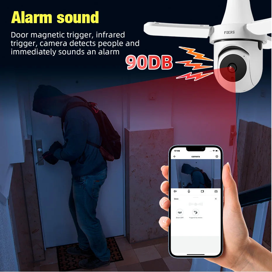 Ampoule Caméra E27 WiFi Sécurité 3MP — Suivi Auto, Rotation 355°, Vision Nocturne