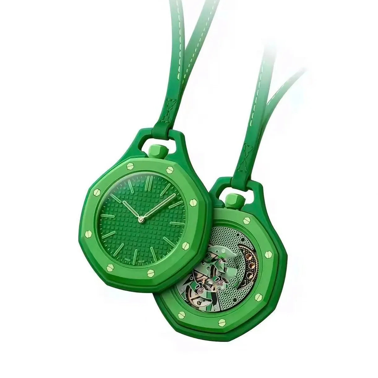 Montre Pendentif Unisexe à Quartz – Cadran Octogonal et Cordon en Cuir Tendance