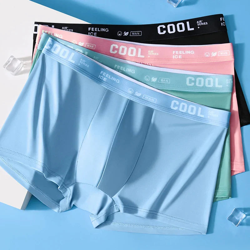 COOL - 4 Boxers Homme Ultra-Légers en Soie Glacée