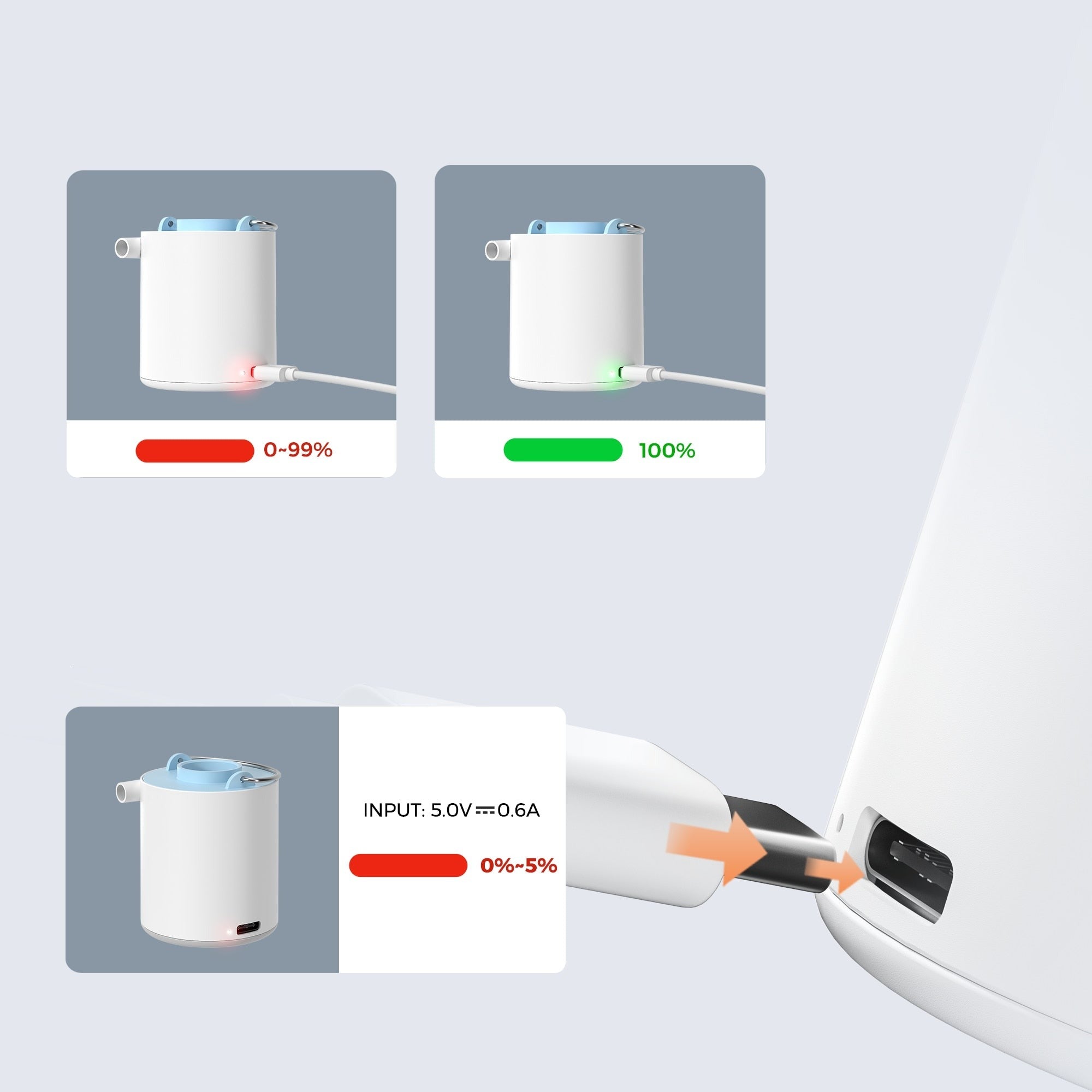 Mini Pompe à Air avec Lumière LED
