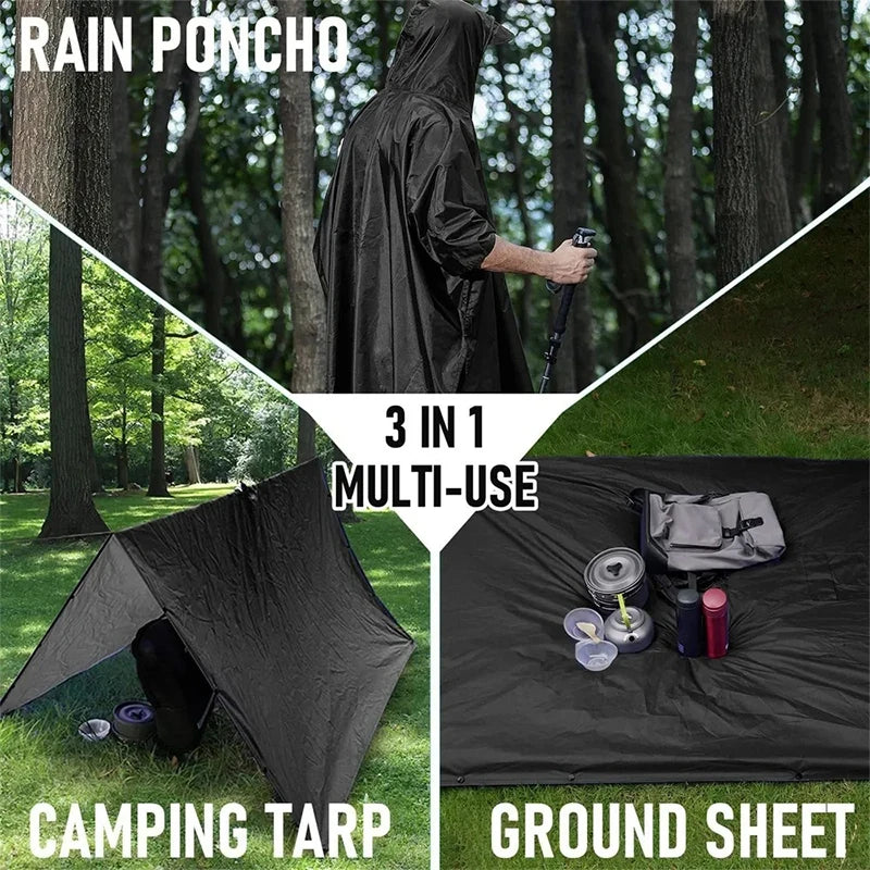 Poncho de Pluie 3 en1 - Imper, Bâche & Tente