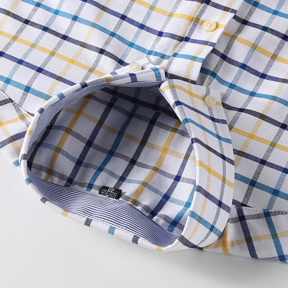 Chemise Décontractée à Carreaux/Rayures en Coton pour Hommes