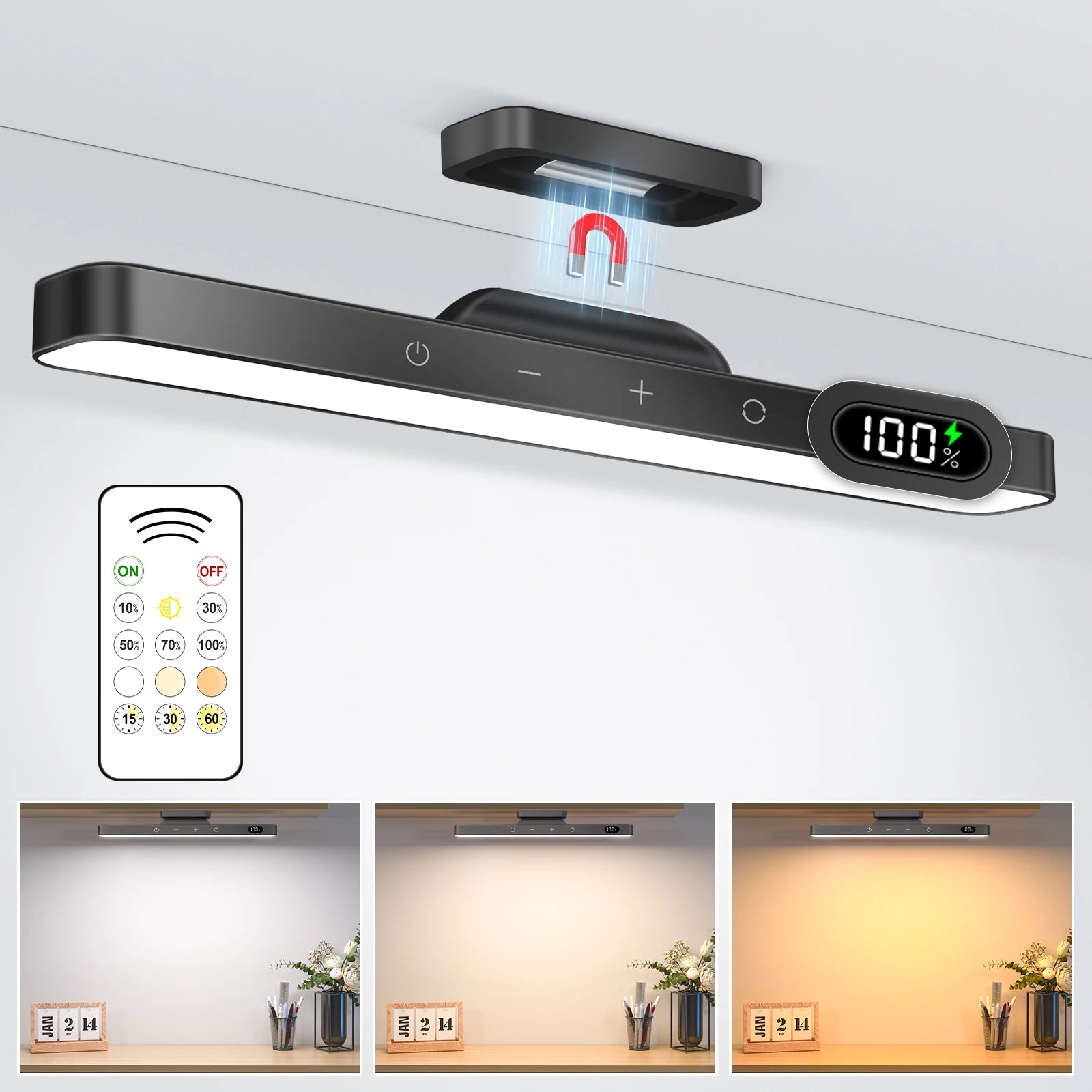 Lampe LED Magnétique 3 Couleurs - 2500mAh