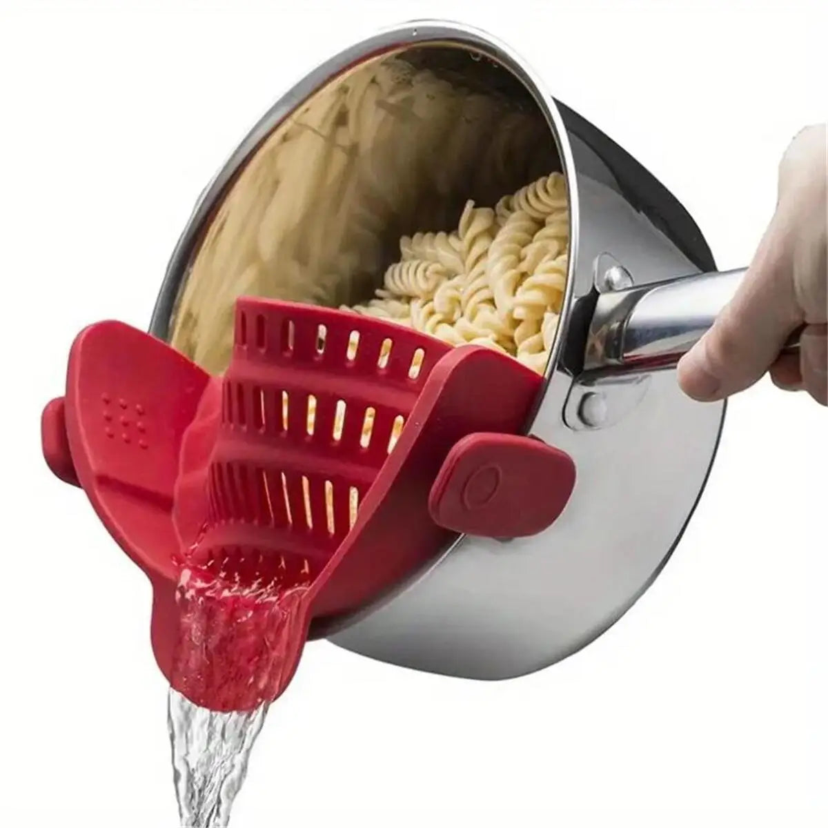Passoire à pâtes en silicone anti-déversement, clip universel