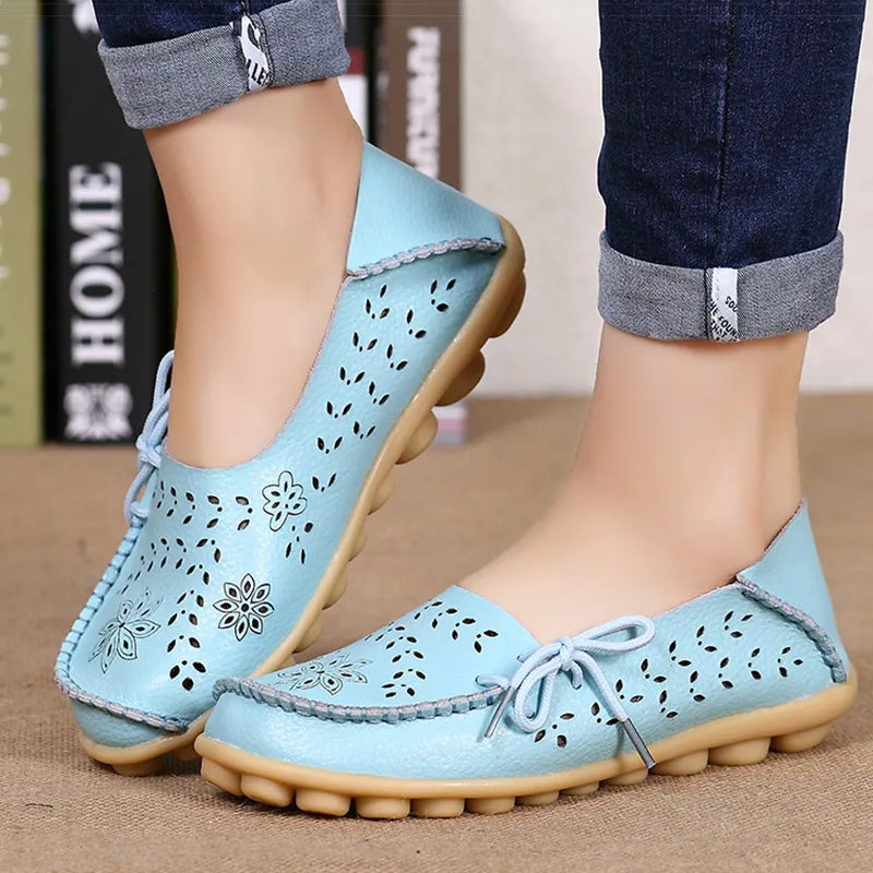 Mocassins en cuir PU Impressions Fleuries