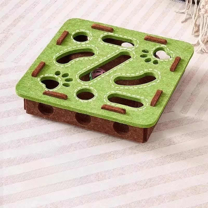 Jouet Puzzle Interactif pour Chat en Feutrine – Jeu de Chasse & Exercice – Balles OFFERTES