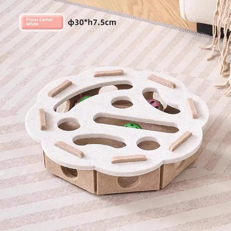 Jouet Puzzle Interactif pour Chat en Feutrine – Jeu de Chasse & Exercice – Balles OFFERTES