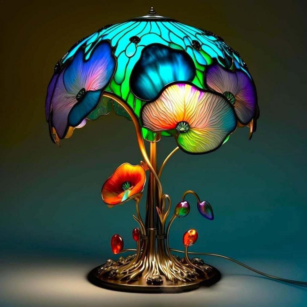 Lampe Décorative en Vitrail Coloré