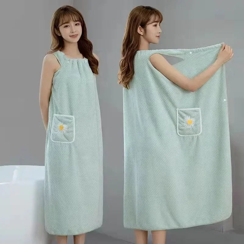 Serviette de Bain Robe pour Femme – Peignoir Long Absorbant & Lavable