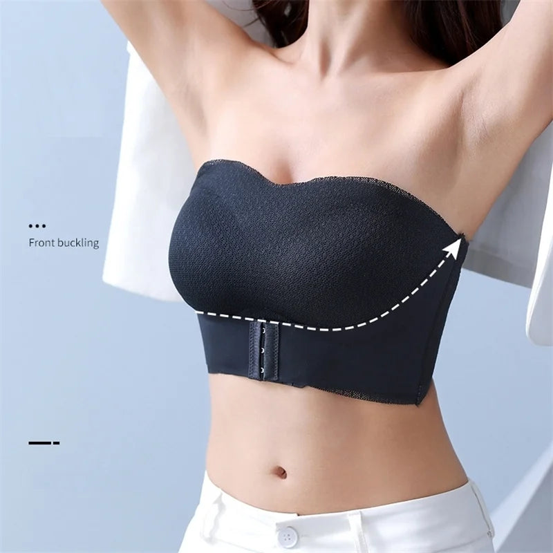 Soutien-gorge push-up sexy sans bretteles avec fermeture avant