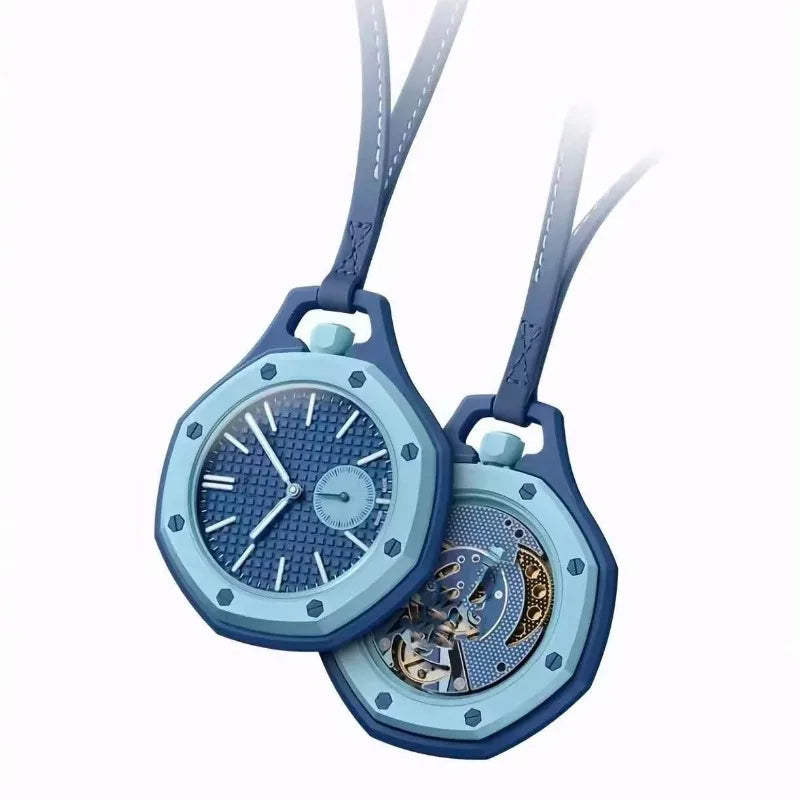Montre Pendentif Unisexe à Quartz – Cadran Octogonal et Cordon en Cuir Tendance