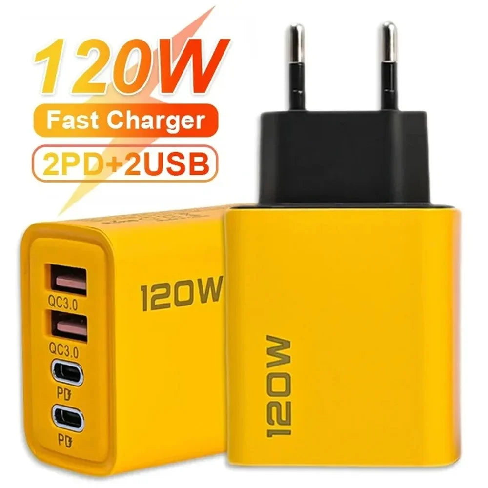Chargeur 120W Ultra Compact - 2 USB + 2 Type-C